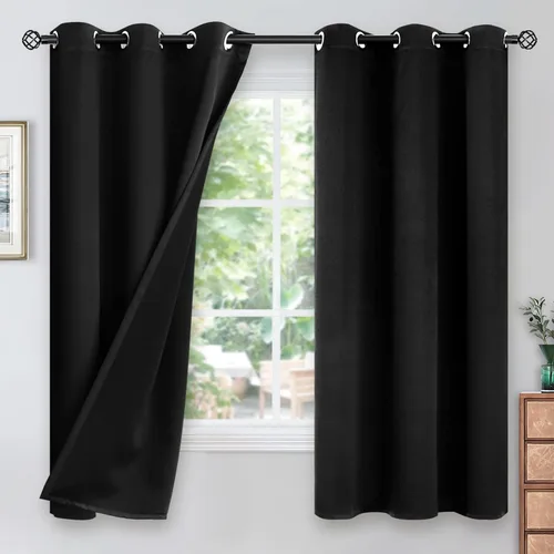 Vista 189 de YoungsTex - Cortinas blackout cortas, aislamiento térmico, ojales, oscurecen la habitación, privacidad, para cámper, sótano, cocina y baño, 2 Gris
