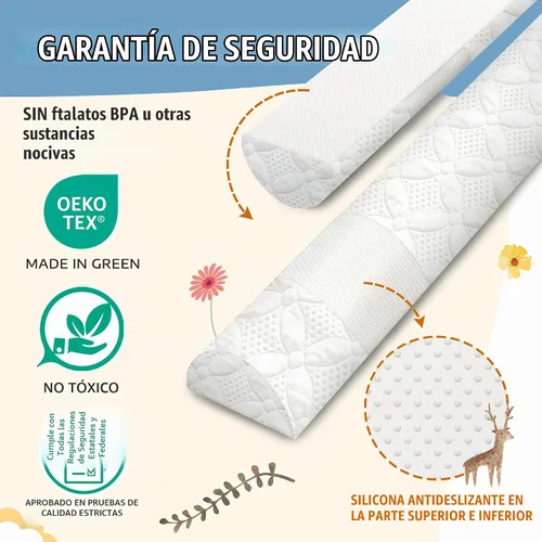 Vista 4 de Asatdd Riel de cama para niños pequeños, riel protector de cama, riel de cama de espuma viscoelástica suave para camas individuales, matrimoniales