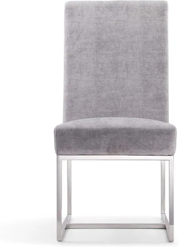 Vista 15 de Manhattan Comfort Element Modern - Juego de 1 sillas de comedor de terciopelo con espuma de alta densidad, marco de acero inoxidable con acabado