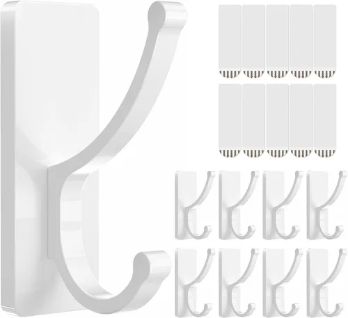 Vista 14 de pickpiff Ganchos adhesivos de pared con tira, sin residuos, fáciles de quitar, gancho para toallas pegajoso fuerte y resistente, paquete de 4 Negro