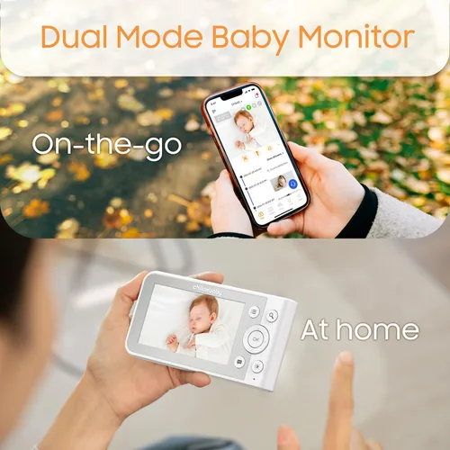 Vista 3 de Chillax Monitor de bebé de video diario, monitor inteligente WiFi para bebés con dos cámaras y unidad para padres, soporte de aplicaciones, cámara