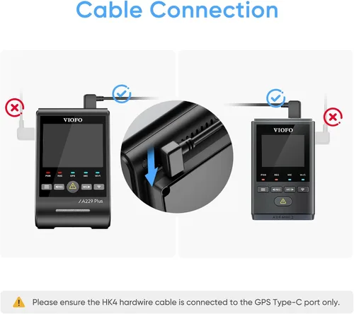 Vista 5 de Cable de conexión directa VIOFO HK4 Acc, Cable USB-C de conexión directa para serie A329/serie A229/A119Mini2/A139Pro/WM1/T130 Dash Cam, Protección