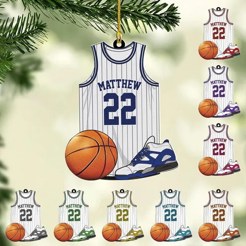 Vista 27 de Adorno Personalizado de Baloncesto 2025 - Adorno de Jugador de Baloncesto - Adornos de Árbol de Navidad de Baloncesto - Regalos de Jugador de Bkb 5