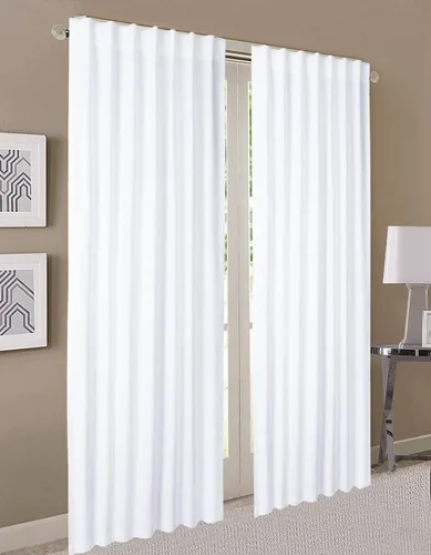 Vista 4 de Cortinas blancas de 84 pulgadas de largo, juego de 2 cortinas de algodón con pestaña trasera de pato para granja, sala de estar, dormitorio, ducha