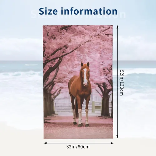 Vista 2 de Dujiea Toalla de playa de microfibra, toallas de baño grandes con diseño floral de caballo 3D para mujeres y hombres, toallas de baño de secado