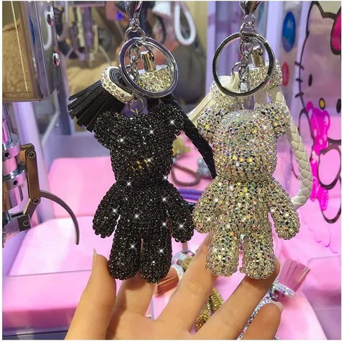 Vista 6 de Creativo fresco oso de diamante Diseño colgante Llavero Llaveros Llaveros
