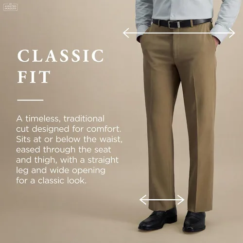 Vista 5 de Haggar Cool 18 Pro - Pantalón de corte clásico para hombre, tallas regulares y grandes y altas Caqui (British Khaki)