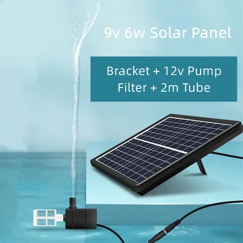 Vista 5 de Fuente de agua para exteriores alimentada por energía solar, fuente de bambú zen con bomba, panel solar de 6 W, filtro de agua y tubo de agua de 6.6