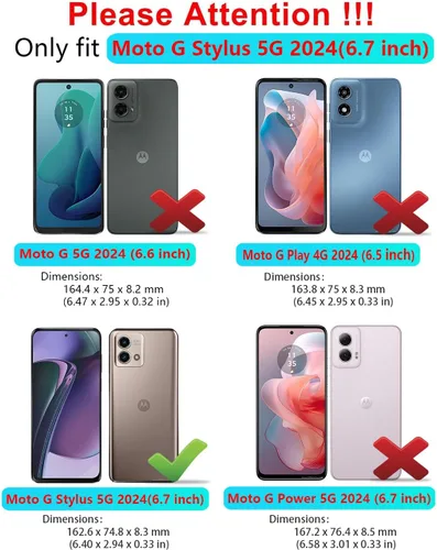 Vista 2 de Qinmay Funda para Motorola Moto G Stylus 5G 2024 con protector de pantalla HD, resistente, a prueba de golpes y caídas, funda de 3 capas para Moto G