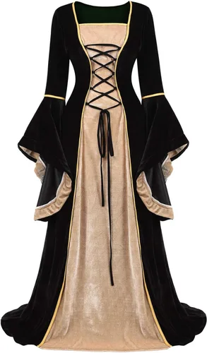 Vista 7 de Kranchungel - Vestidos renacentistas de estilo medieval/irlandés/campesino para mujer; disfraz de hada, para bailes