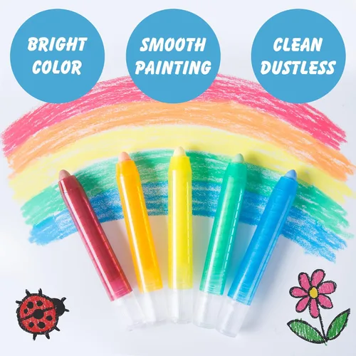 Vista 7 de Tiza sin polvo para niños, tiza de colores no tóxica para acera con soporte para niños, 24 tizas lavables de colores para dibujo y escritura