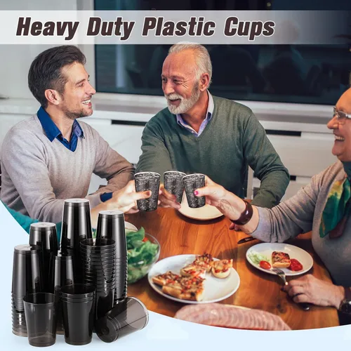 Vista 6 de Minatee 100 vasos de plástico desechables de lujo, vasos de cóctel de vino resistentes para graduaciones, bodas y fiestas de cumpleaños, vasos