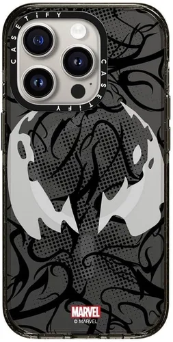 Vista 8 de CASETiFY Impact - Funda para iPhone 13 [Spider-Man Co-Lab / protección contra caídas de 6.6 pies] - Máscara Venom - Negro transparente Spider Man