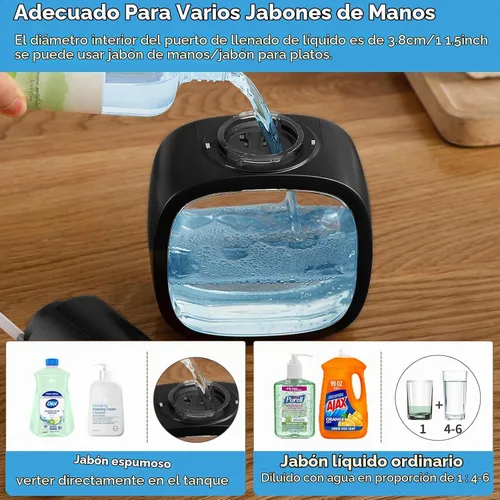 Vista 3 de Dispensador automático de jabón espumoso, 17oz/500ml recargable sin contacto con 4 niveles ajustables e IPX5 resistente al agua - pantalla de nivel