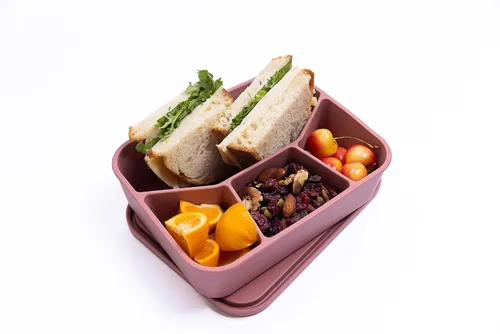 Vista 5 de Spoondrift Lonchera Bento de silicona 100% ecológica de grado alimenticio, a prueba de fugas, para niños y adultos, 4 compartimentos, elige entre 6