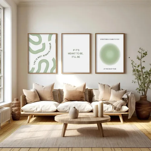 Vista 4 de Arte de pared verde salvia para pared, terapia de oficina, lienzo para decoración de pared, póster motivacional, citas inspiradoras, impresiones