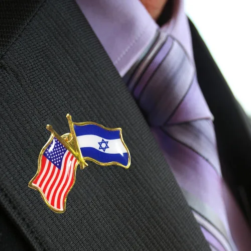 Vista 2 de Alfileres de bandera de la amistad de Israel estadounidense a granel, 1.5 pulgadas, de metal, patrióticos, de Estados Unidos, Israel, insignia