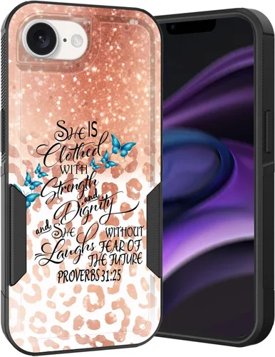 Vista 118 de Funda para iPhone Air, doble capa híbrida resistente resistente a prueba de golpes de policarbonato duro + funda protectora de silicona suave
