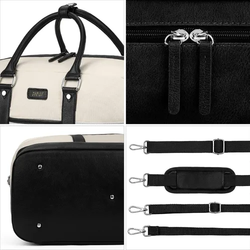 Vista 200 de IBFUN Bolsas de fin de semana para mujer, bolsa grande de lona para viaje, bolsa de viaje con compartimento para zapatos, 21 pulgadas, juego de 3