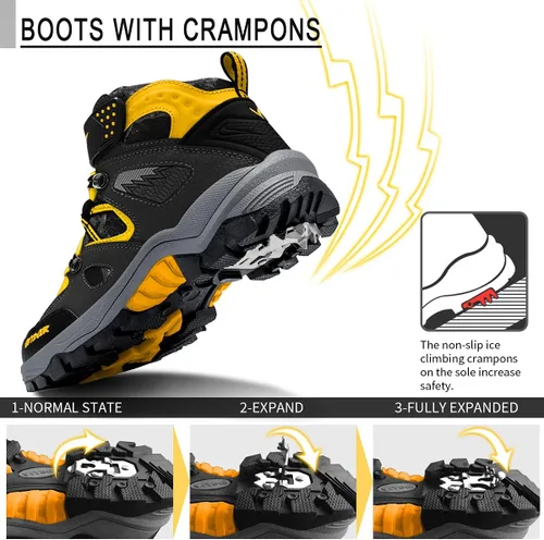 Vista 2 de Littleplum Boys Snow Boots Winter Waterproof Antiskid Boots Hiking Outdoor Shoes Booties for Unisex Kids (Little KidBig Kid)