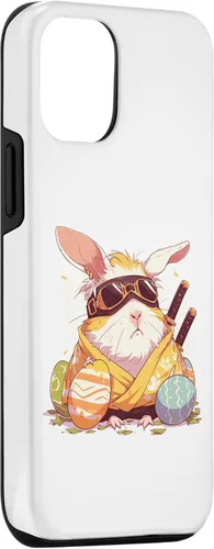 Vista 3 de iPhone 15 coloridos huevos de Pascua caza Ninja conejillo de indias con orejas de conejo