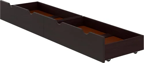 Vista 8 de Alaterre Furniture Cajones de almacenamiento debajo de la cama, juego de 2 cajones de madera maciza con ruedas para guardar debajo de la cama, se
