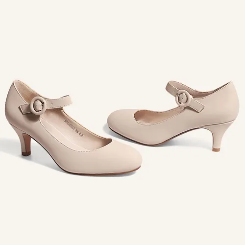 Vista 3 de IDIFU Jessy - Vestido Mary Jane para mujer, zapatos de tacón bajo para gatito, puntera redonda, cerrada, oficina, trabajo, boda