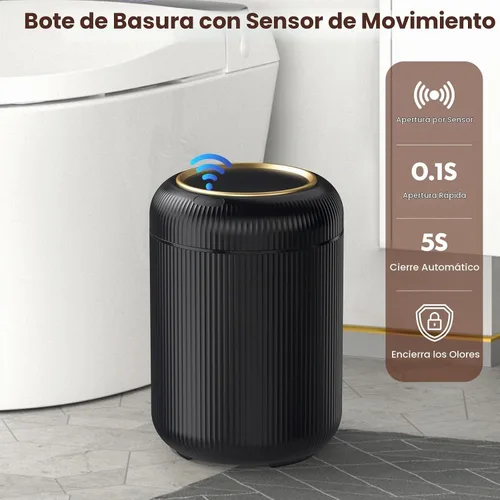 Vista 2 de Procade - Basurero automático sin contacto para baño, cubo de basura con sensor de movimiento, basurero inteligente de 3 galones / 11 L para oficina