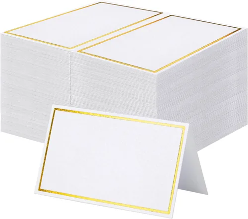 Vista 6 de Toncoo 100 tarjetas de lugar, elegantes tarjetas de mesa con flores, tarjetas de asiento de textura rústica, tarjetas de identificación de papel