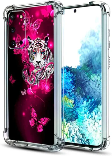 Vista 23 de Funda para Galaxy S20 FE 5G, protección contra caídas de flores de mariposa azul, a prueba de golpes, carcasa protectora de cuerpo completo