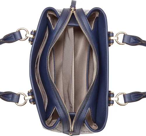 Vista 3 de Nine West Saoirse Small Satchel, logotipo azul marino, azul marino logo