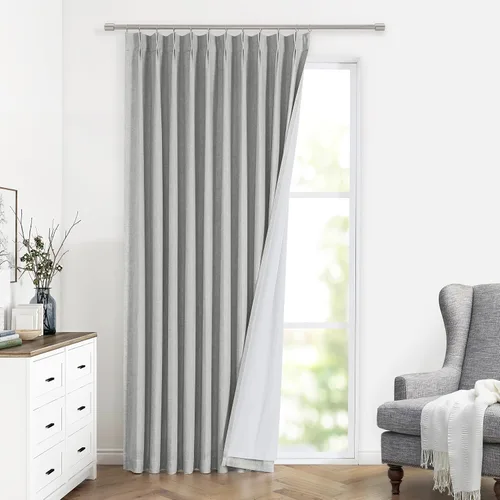 Vista 40 de Vision Home Cortinas marrones con pliegues pinzados, opacas completas, cortinas de ventana de lino mezclado para oscurecer la habitación, cortinas