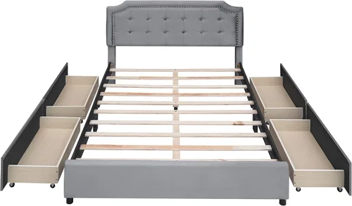 Vista 5 de SOFTSEA Base de cama tapizada Queen con cajones
