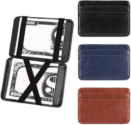 Vista 3 de Mini billetera ultrafina para tarjetas de crédito Magic Small Plegable Carteras monedero bolsa de tarjetas bancarias