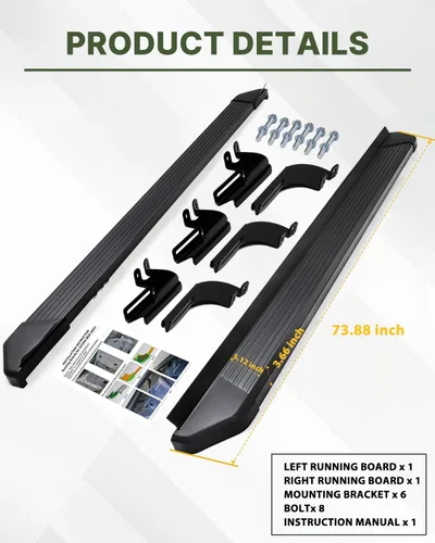 Vista 9 de Estribos Snailfly para Honda Pilot 2023-2026, pasos laterales de aluminio con capacidad de carga de 600 LBS 600 LBS Load, No-Drill Step Rails with