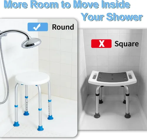 Vista 7 de SOUHEILO Silla de ducha ajustable para ducha interior, taburete de ducha redondo elegible para HSA/FSA para bañera interior, asiento de ducha sin