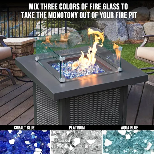 Vista 6 de Skyflame Vidrio de fuego mezclado de 10 libras para hoyo de fuego, chimenea, paisajismo, 1/2 pulgada azul aguamarina, platino, azul cobalto
