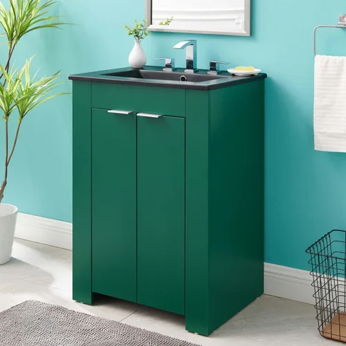 Vista 2 de Modway Maybelle - Tocador de baño (24 pulgadas), color verde y negro Verde Negro