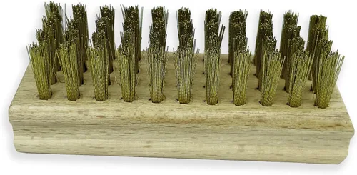 Vista 4 de Rema Tip Top Mango de madera Cepillo de cerdas de latón Herramienta de limpieza de reparación de parches de neumáticos