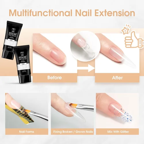Vista 7 de Rosalind Gel de extensión de poliéster acrílico transparente, paquete de 2 unidades de gel de uñas de 2.1 onzas líquidas, constructor de uñas