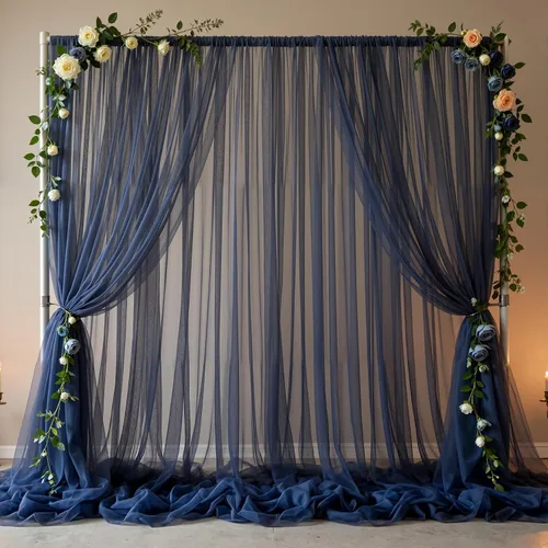 Vista 34 de Cortinas de fondo de tul azul de 10x10 para fiestas, cortina de fondo transparente para fotos de boda, cortinas para baby shower, fotografía, fiesta