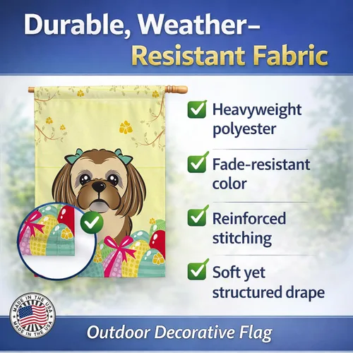 Vista 762 de Caroline's Treasures BB1923GF Bandera decorativa para jardín con diseño de Border Collie, para caza de huevos de Pascua, para jardín, jardín, patio