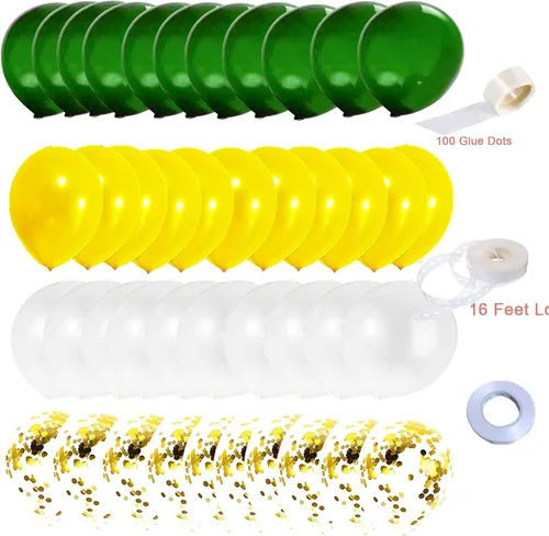 Vista 4 de Decoraciones de fiesta de graduación verde y amarillo 2026/decoraciones de graduación verde amarillo clase de 2026/globos verdes amarillos/ globo
