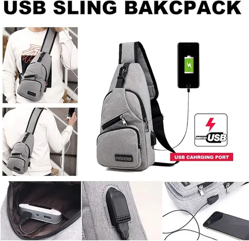 Vista 4 de Peicees Mochila de hombro con puerto de carga USB