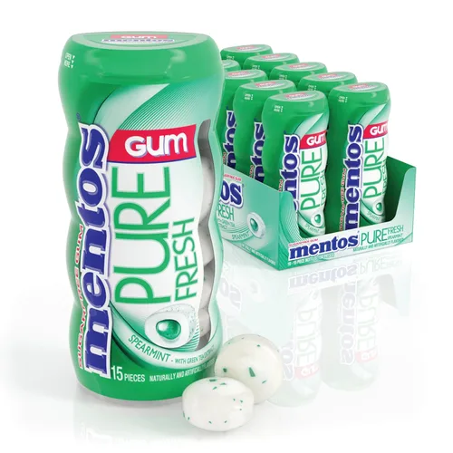 Vista 8 de Mentos Pure Fresh - Goma de mascar sin azúcar con xilitol, menta fresca, botella de 15 piezas (paquete a granel de 10)