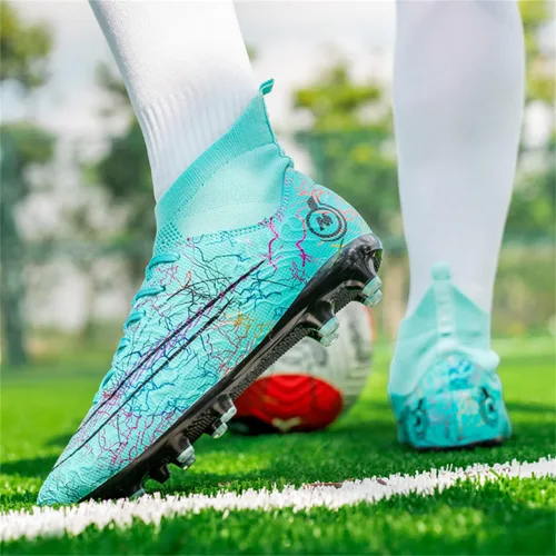Vista 5 de Tenis de fútbol unisex competitivos para hombres y mujeres, botas de fútbol para interiores y exteriores, botas de fútbol atléticas, césped mundial