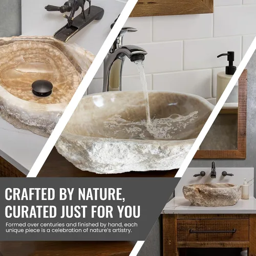 Vista 5 de Eden Bath Jurassic Onyx - Fregadero de forma variable, lavabo de piedra pulida con exterior natural
