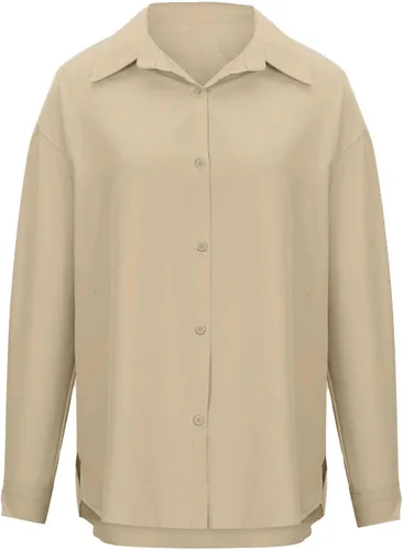 Vista 6 de Camisas largas con botones para mujer enemigos 2022 de otoño, de moda, manga larga, con cuello, blusas informales irregulares