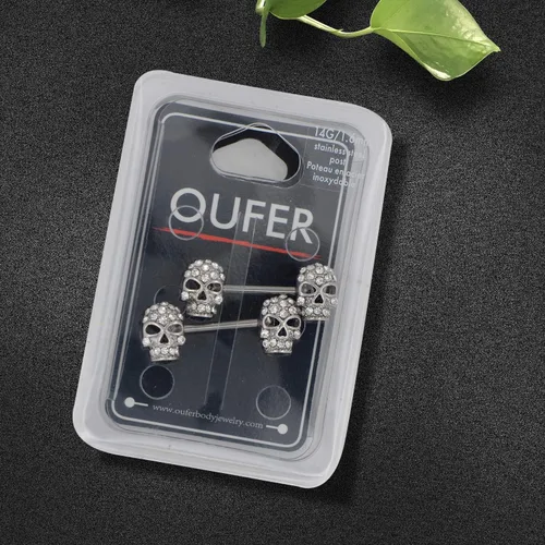 Vista 9 de OUFER 2 anillos de pezón de acero quirúrgico 14G 316L con circonita cúbica transparente para pezones piercing para pezón Metal circonita cúbica