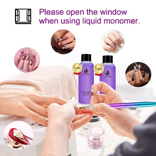 Vista 6 de MAGIC ARMOR Monómero líquido acrílico, monómero acrílico profesional de 5.1 fl oz para kit de sistema de uñas, secado rápido para extensiones de uñas